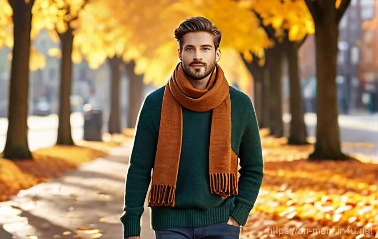 남성용 스카프 매는 법 - **Prompt: Parisian Knot - Professional Elegance**
    "A distinguished man in his early 30s, exuding...